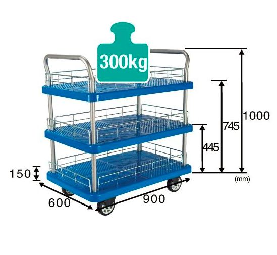 FAX88 三層靜音手推車 L900 X W600 X H1000mm  承重量:300kg 