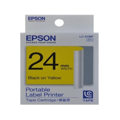 EPSON LK-6YBP  24mm  標籤帶-黃底黑字 C53S656507 LW-700